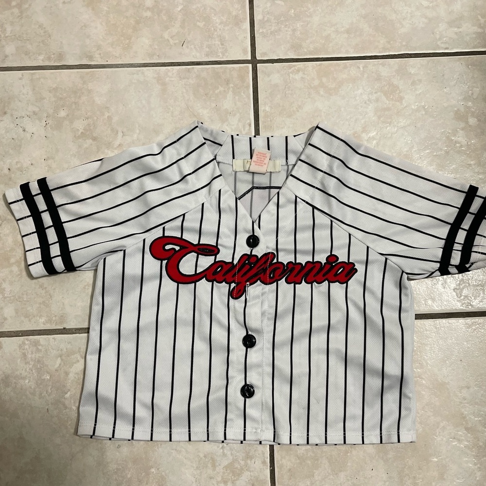 Forever 21 Girls Striped California Baseball Jersey